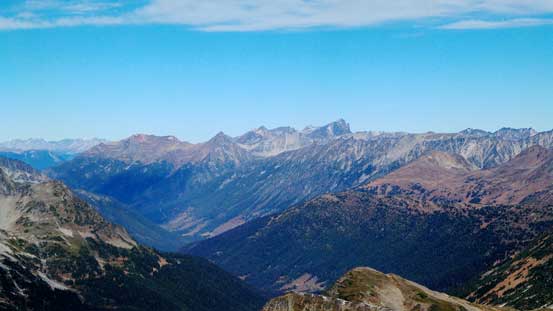 Looking down Cadwallader Creek drainage towards Mt. Truax