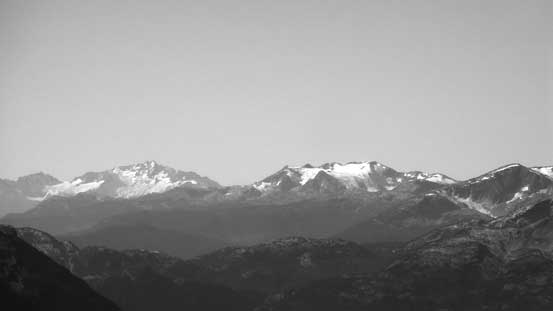 Way towards south we could see Mt. Tantalus (L) and Rainbow Mountain (R)