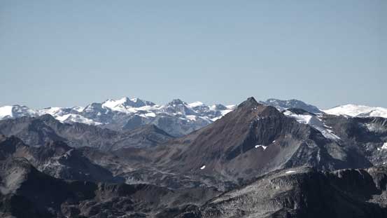Some peaks on the Pemberton Icefield in the distance