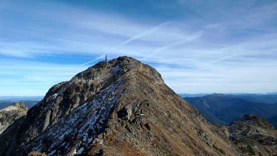Looking back at the summit block