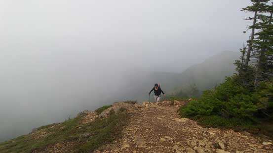 Arriving at one sub-summit in a white-out