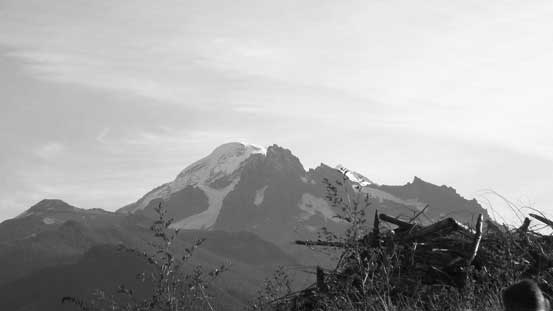 Morning view of Mt. Baker. The dark peak in front is Lincoln Peak