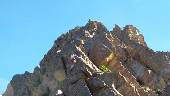 Simon attacking the next wall head-on which I again, bypassed on the left side