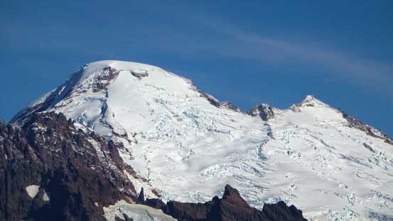 A zoomed-in view of the summit crater of Mt. Baker