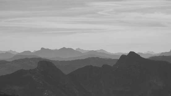 Looking way down south passing Needle (fg, R) towards Snass Mountain (bg, L)