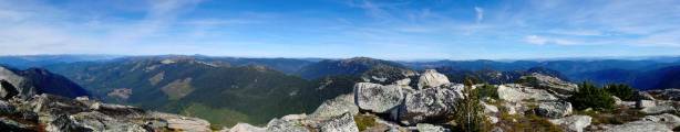 Partial summit panorama from Guanaco Peak. Click to view large size.