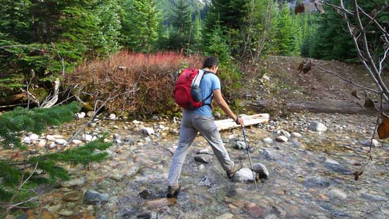 One of the few creek crossings on the road