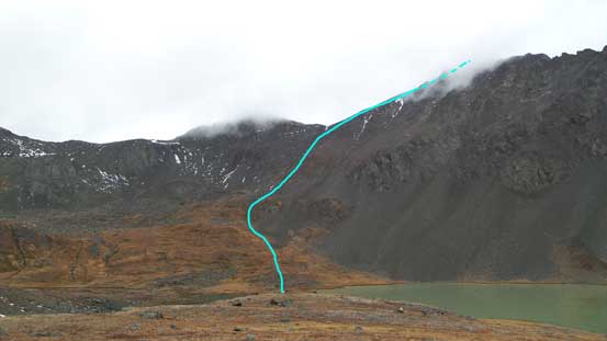 The route up Mt. Seton is shown
