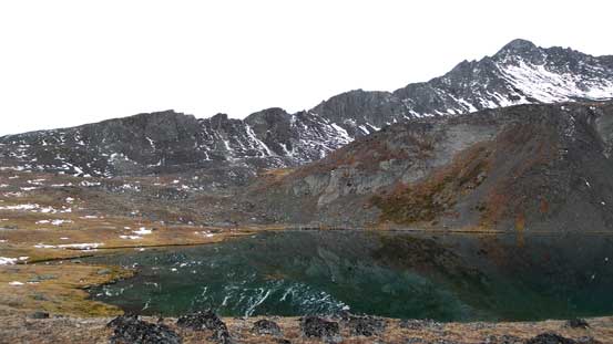 The lake and an unnamed peak behind