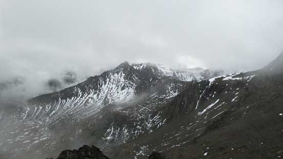 Finally got higher than that unnamed peak and Skimka Peak (behind)