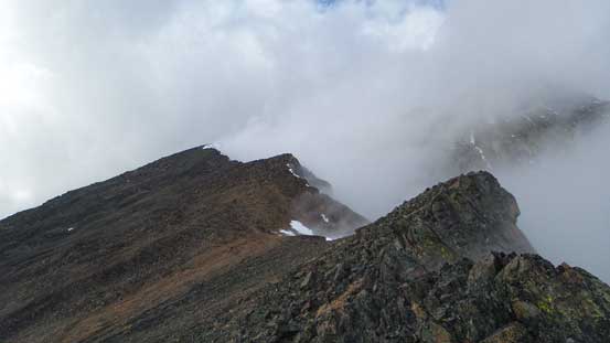 Looking back along the ridge