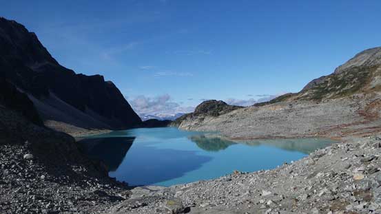 At the end of Wedgemount Lake, looking back