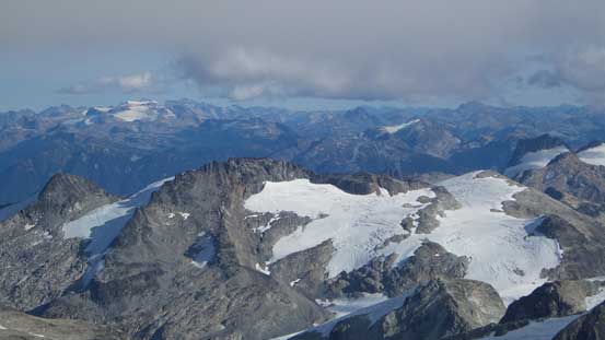Looking down towards Mt. Neal (foreground) by Needles Glacier