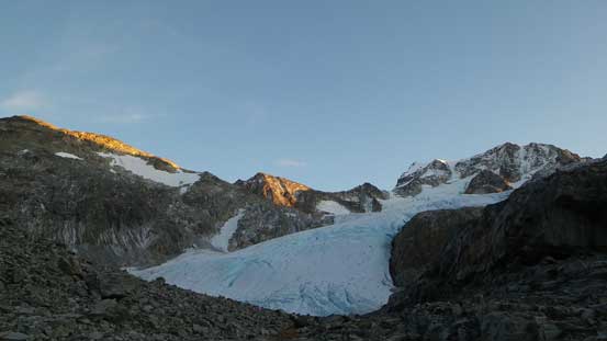 Evening glow on the tip of Wedge Mountain