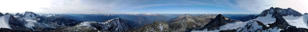 Summit Panorama from Mt. Cook. Click to view large size.