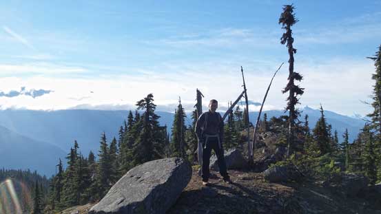 Simon hiking along a rocky rib