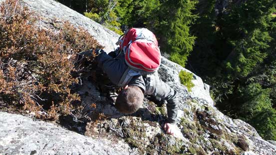Scrambling up a tricky step