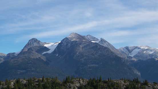 Mt. Moe, Mt. Cook with Mt. Weart behind - three peaks that I ascended last weekend