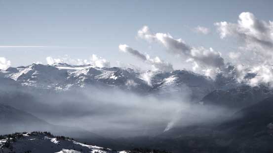 Surprisingly there's fire burning. Mt. Jimmy Jimmy on left skyline