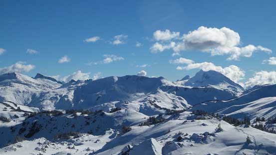 Mt. Garibaldi looms behind the shoulder of Panorama Ridge