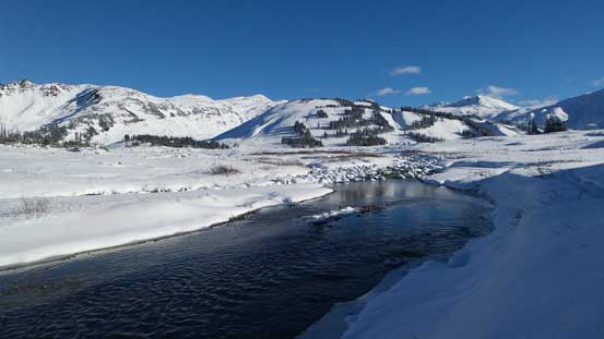 I re-crossed it further upstream on those boulders