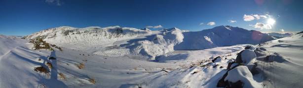 Panorama of Helm Glacier and surroundings. Click to view large size.