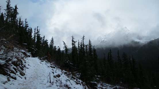 Started to encounter snow. Note the bad weather...