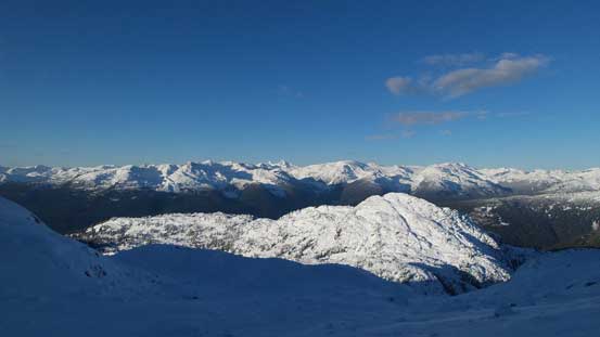 Looking back from partly up that gully - already higher than that unnamed peak