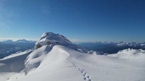 Looking back at one pinnacle and the place where I gained the glacier
