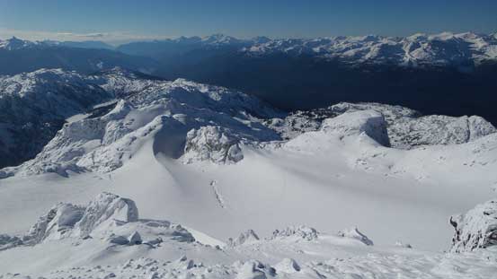 Looking down at the S. Glacier that I ascended from