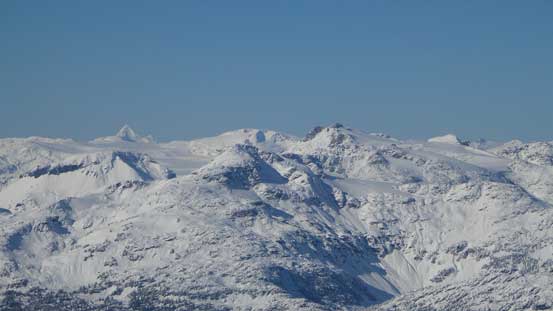 The tip of Mt. Tinniswood pokes behind on left skyline. Callaghan Mountain at center