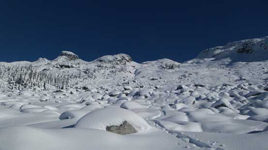 Looking back at the boulder field I just descended