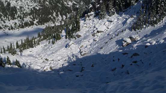 Looking down the main gully