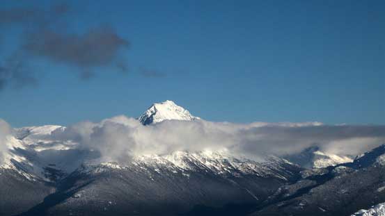 Wedge Mountain poking through the cloud layer