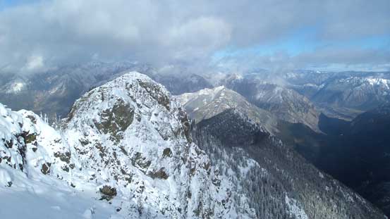 Almost there, looking over the edge towards the next highpoint