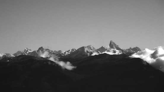 Slesse Mountain is that pointy peak right of center