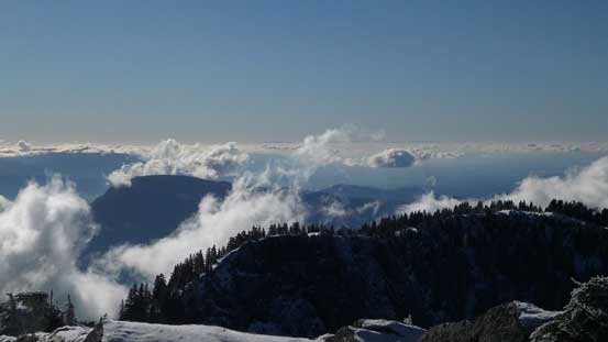 Looking towards the Lower Mainland and some low clouds