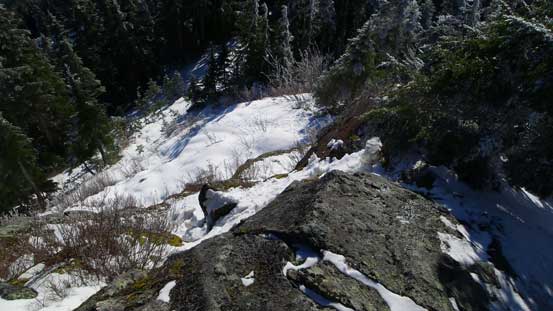 Descending the summit block
