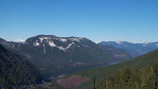 Looking down at part of Jones Lake and Four Brothers
