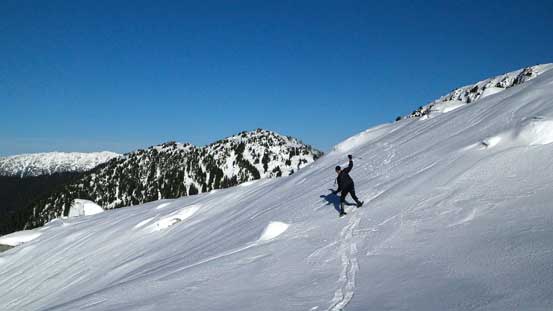Slipping on the icy snow...