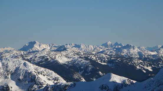 Hozomeen Mountain is that double-summit peak on the right skyline