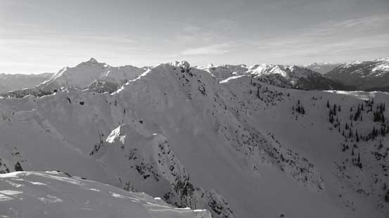 Looking ahead towards the true summit. The N. Face is steep..