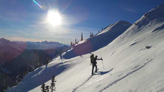 Alex traversing underneath the next highpoint