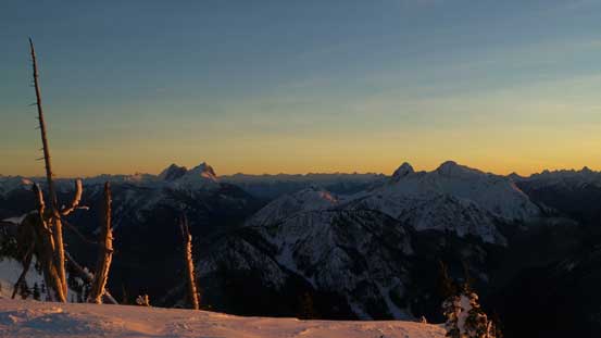 Almost sunset time. Hozomeen and Shawatum on the skyline