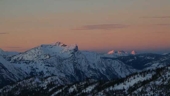 On the right skyline we could see glow on the Coquihalla Group