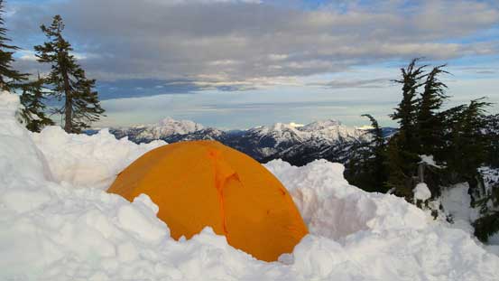 Our camping spot near the summit of Claimstake Mountain