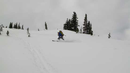 Skiing down the massive East Face