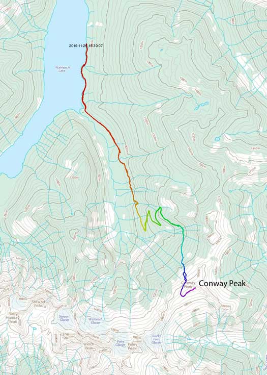 Conway Peak ascent route