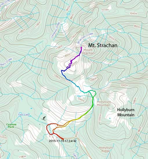 Mt. Strachan ascent route