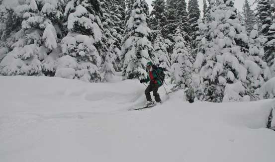 Me skiing the upper mountain. Photo by Alex